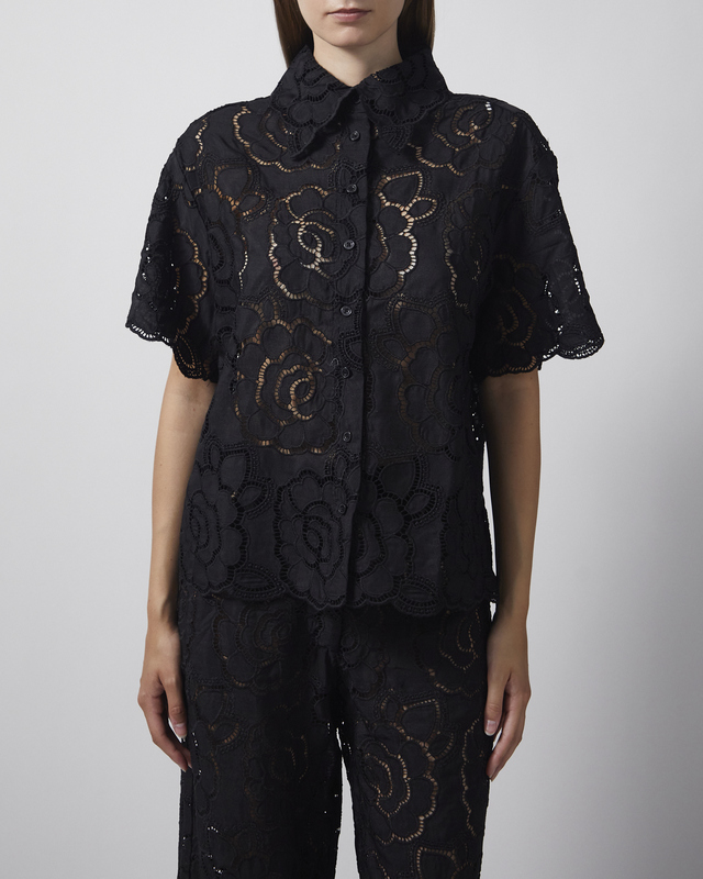 Malina Skjorte Claudia Short Sleeve Lace Black 34