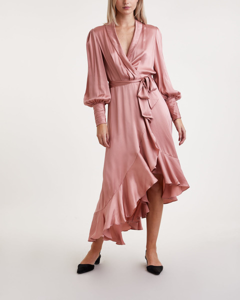 Dress Silk Wrap Midi Pink 2