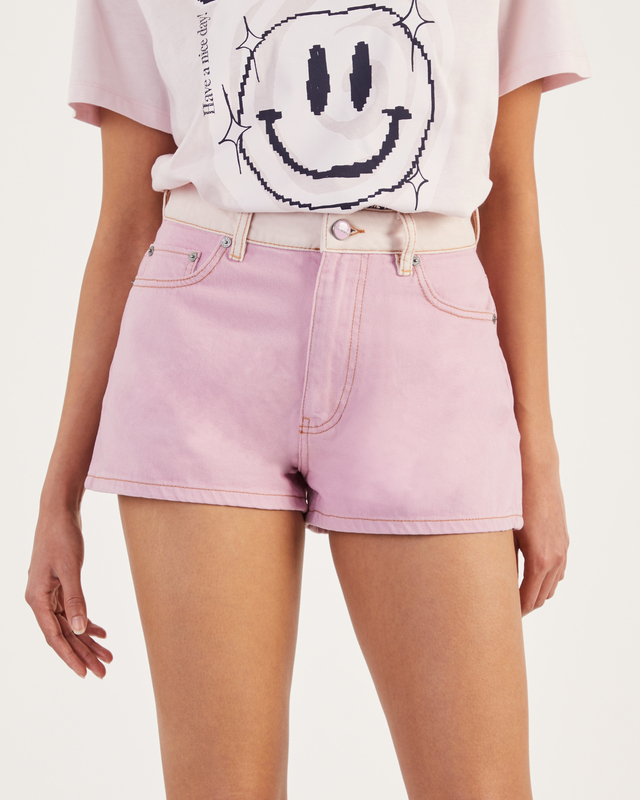 GANNI Hög midja shorts rosa Ljuslila 26