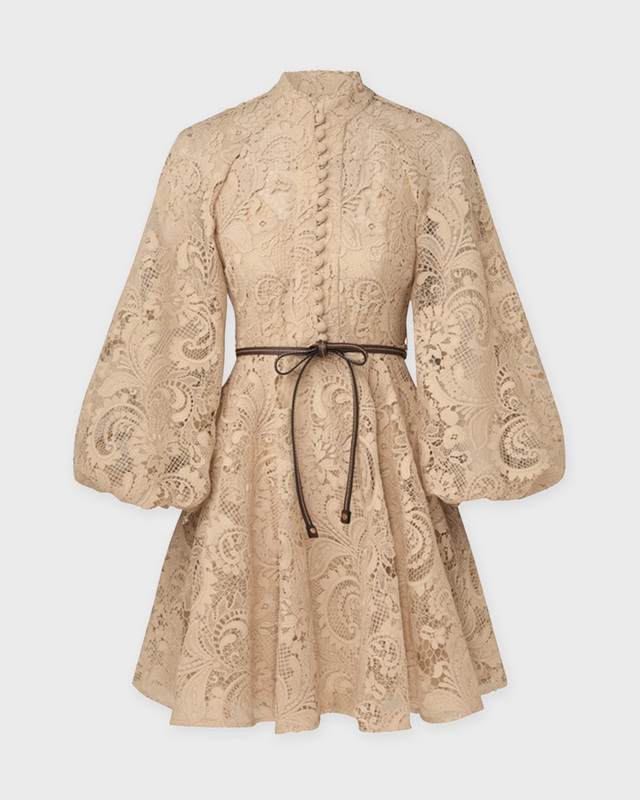 Zimmermann Dress Waverly Lace Mini Taupe 0 (XS-S)