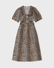 Ganni Dress Printed Cotton Tie Strap Midi  Leopard 42