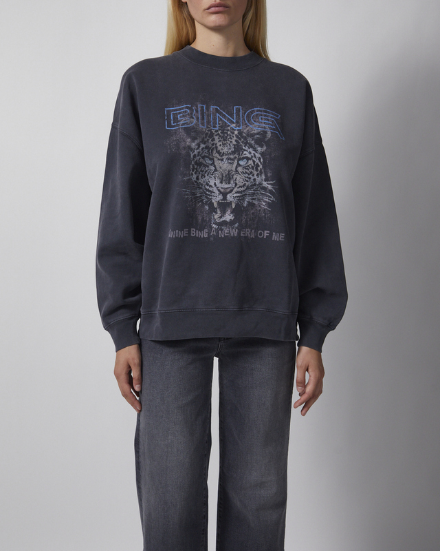 ANINE BING Tröja Miles Leopard Muse Washed Black XS