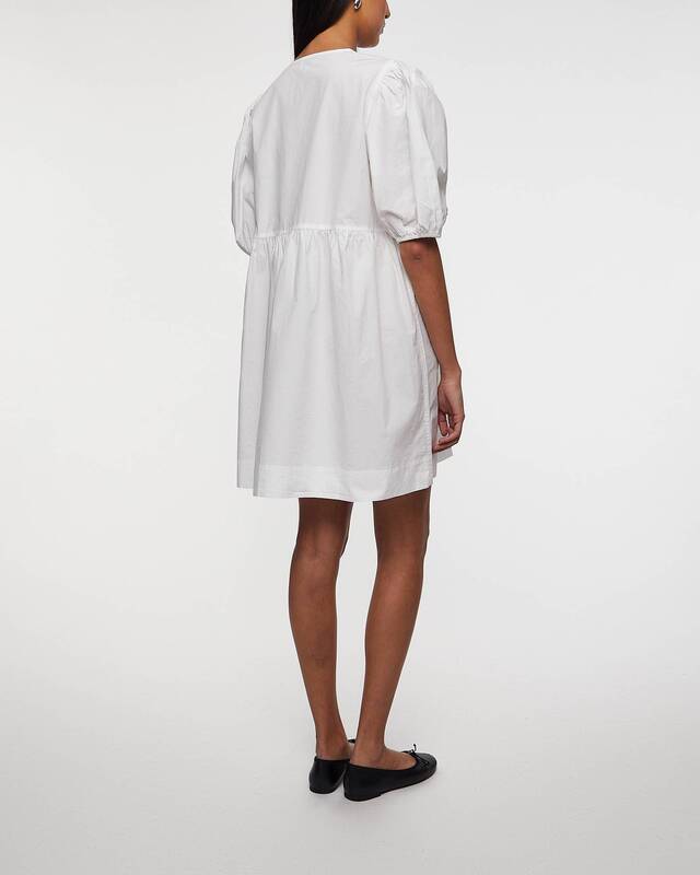 Ganni Dress Cotton Poplin Tie String White 40