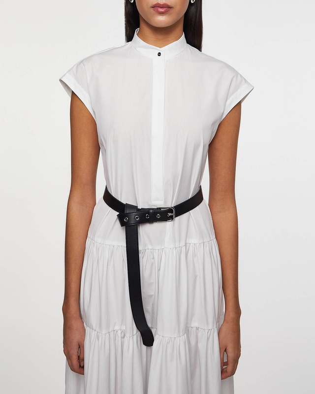 Max Mara Studio Dress Flounced Cotton Shirt  White IT 44 (EUR 38)