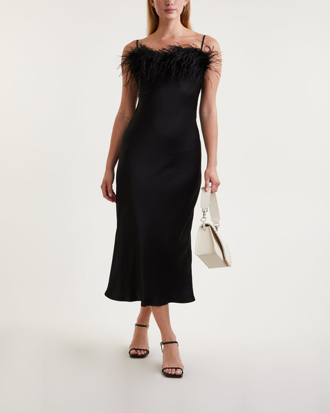 Klänning Boheme Slip Dress Feathers  Svart 2