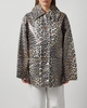 Ganni Jacket Laminated Cotton Canvas Leopard L-XL
