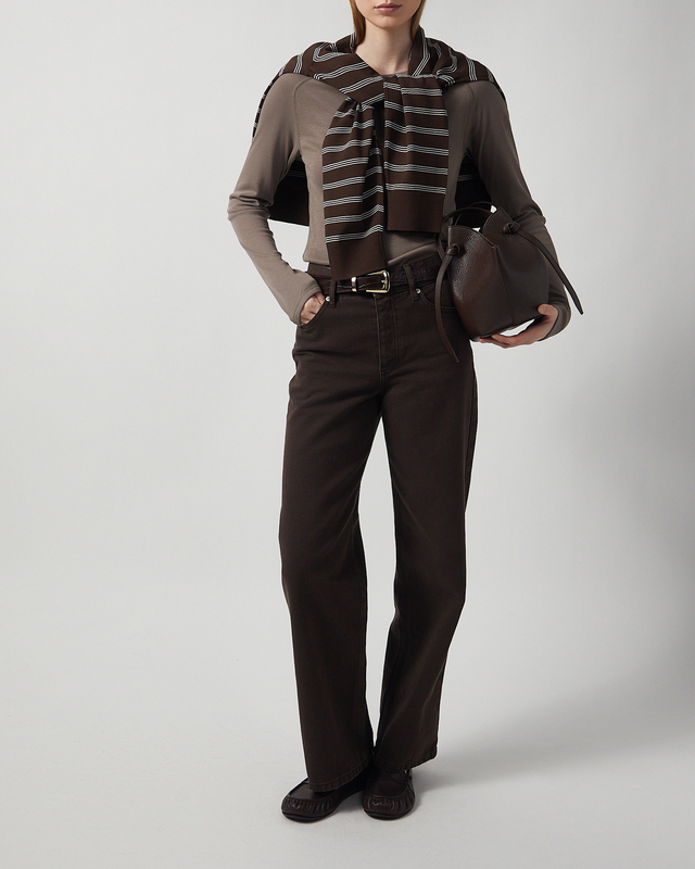 By Malene Birger T-shirt Long Sleeve Fritha Lyocell Chocolate XL