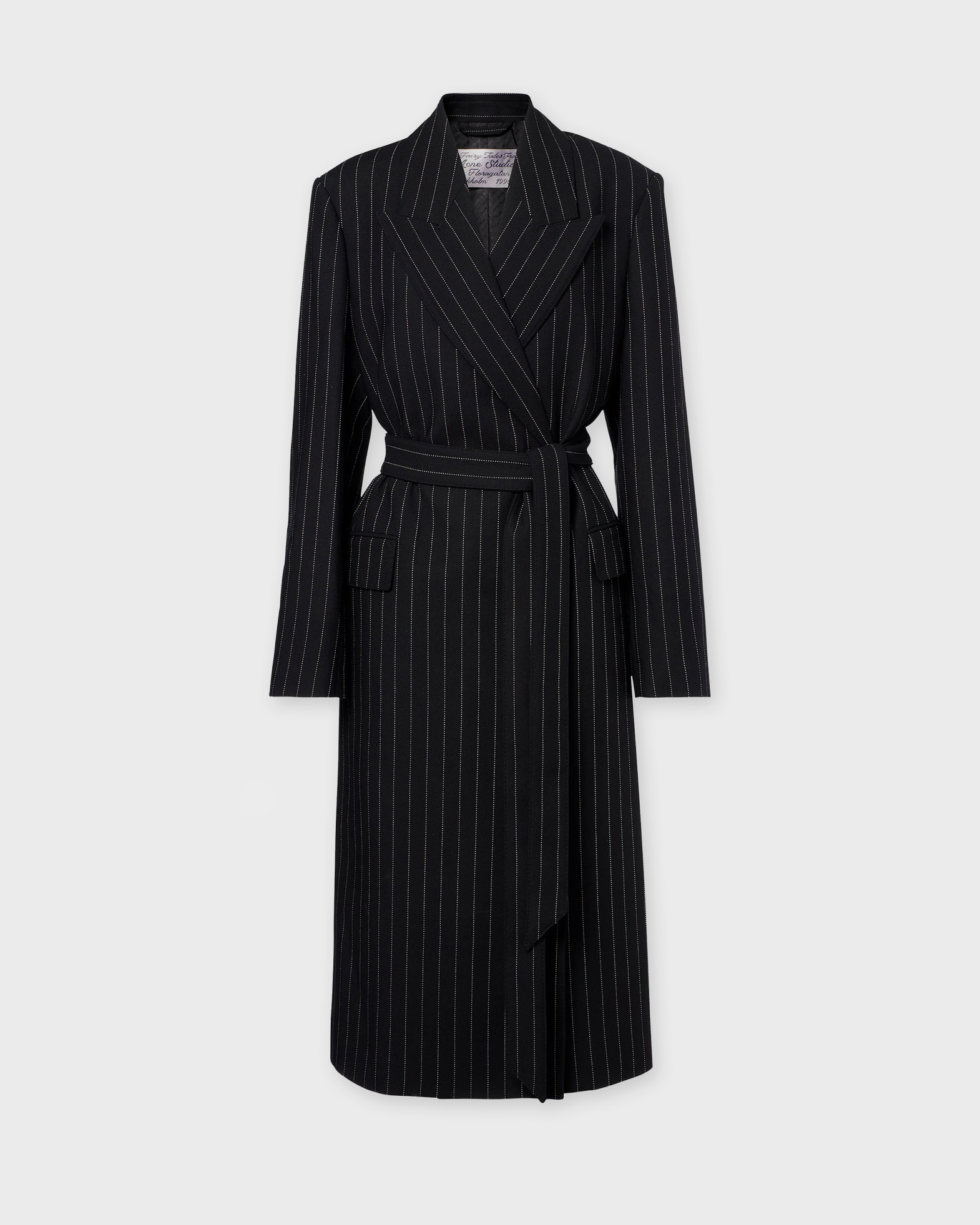 Acne Studios Women's Black Coat Pinstripe Wool 34