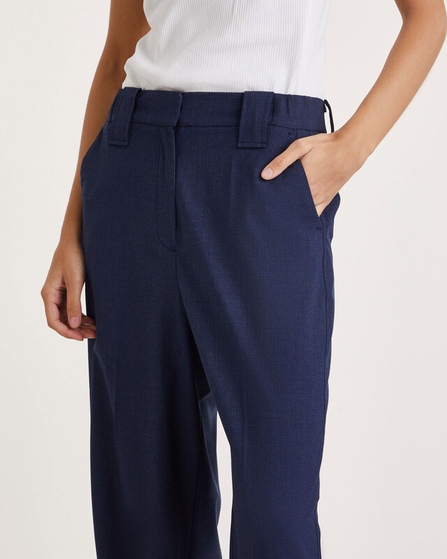 Ganni Byxor Drapey Melange High Waist  Sky captain 38