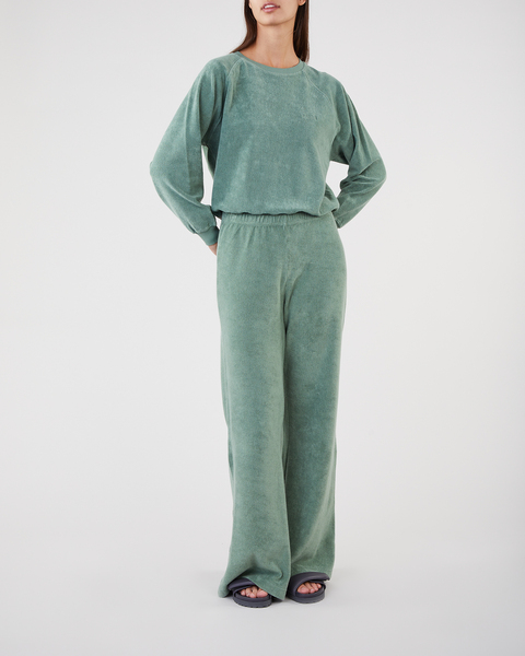 Byxa Wide Pant Organic Terry Grön 2