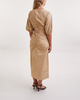 Ganni Dress Cotton Poplin Open-neck Maxi Beige 34