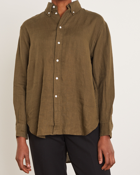 Linen Shirt Olivgrön 1