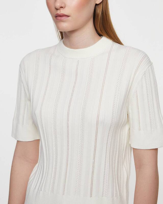 Filippa K T-shirt Braid Knit Pearl XL