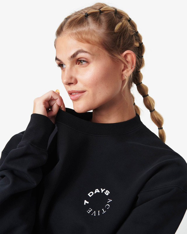 7 Days Active Sweatshirt Organic Crew Neck Svart S