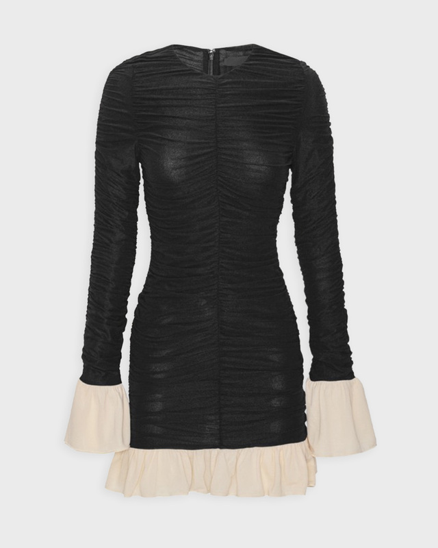 ROTATE Birger Christensen Klänning Mini Ruched Ls Svart 36