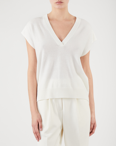 Knitted V-Neck Top Offwhite 1