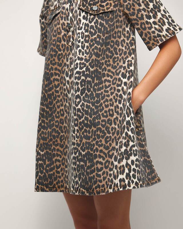 GANNI Klänning Print Denim Mini Leopard Leopard 40