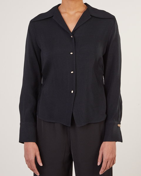 Blus Fitted Shaped Collar Svart 2