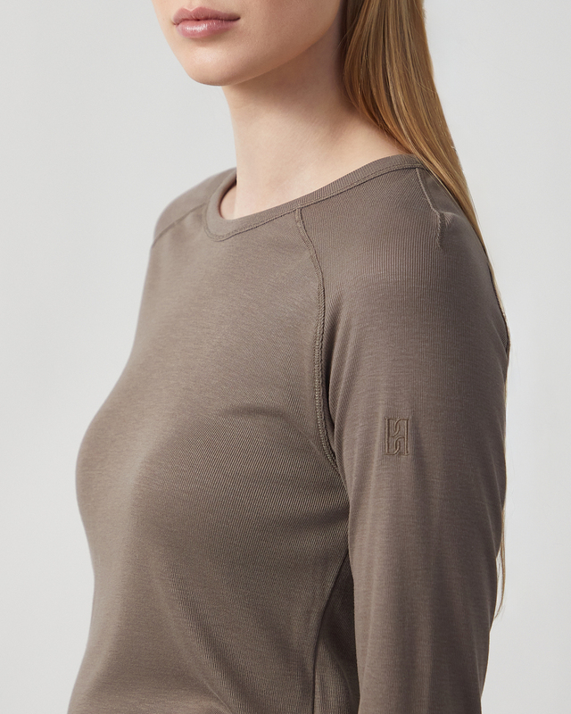 By Malene Birger T-shirt Long Sleeve Fritha Lyocell Chocolate XL