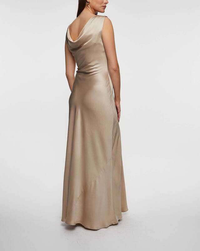 Malina Dress Leah Maxi Satin Beige M