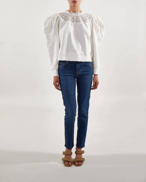 Sweatshirt Georgina Eyelet L/SLV Combo Vit 2