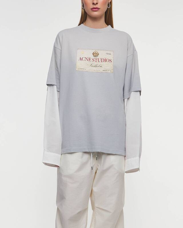 Acne Studios T-Shirt Layered Print Mesh Ljusgrå XS