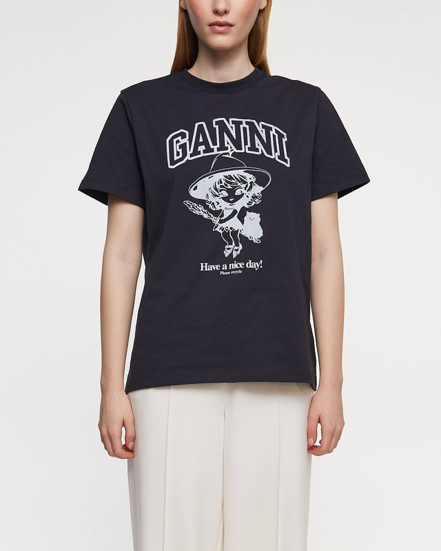 Ganni T-Shirt Basic Cotton Witch Relaxed Phantom  XL