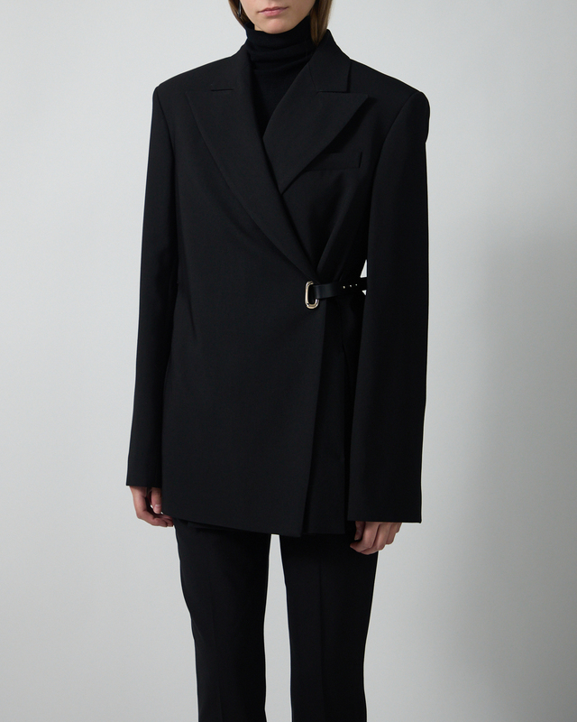 Sportmax Jakke Tailored Leather Belt Detail Black IT 48 (EUR L-XL)