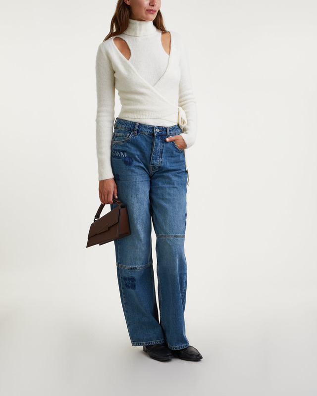 Ganni Blus Brushed Alpaca Wrap Egret XL