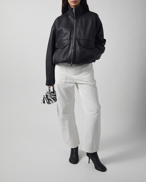 Jacka Leather Funnel Neck Svart 2