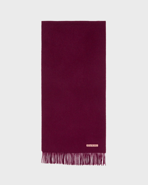 Fringe Wool Scarf  Burgundy  ONESIZE 1
