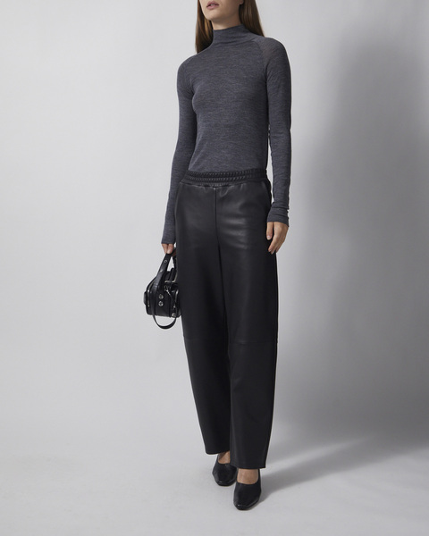 Byxor Cropped Leather Black 2