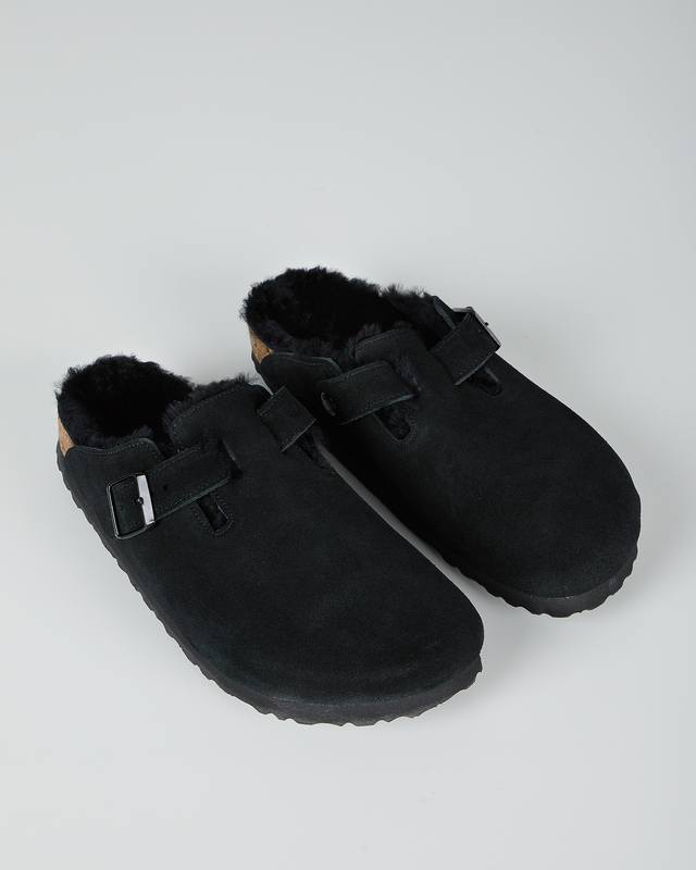 Birkenstock Tofflor Boston Fur Svart EUR 38