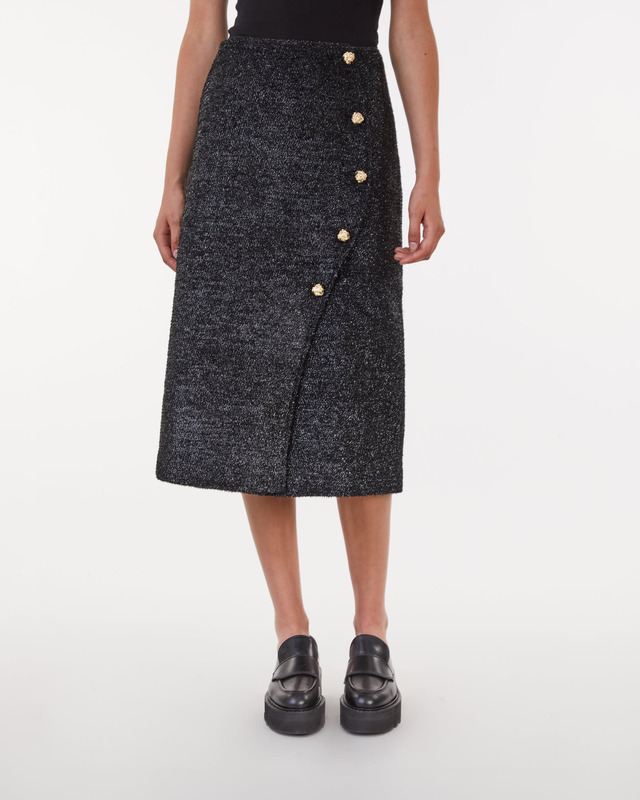 Ganni Skirt Sparkle Wrap Midi  Black 38