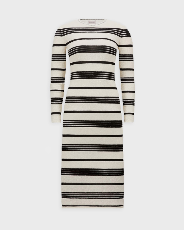 Moncler Klänning Striped Bouclé Midi Mörkgrå L