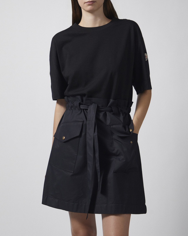 Moncler Kjole Belted Cotton Mini Black S
