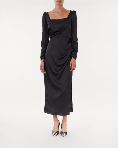 Dress Square Neck Satin Svart 1