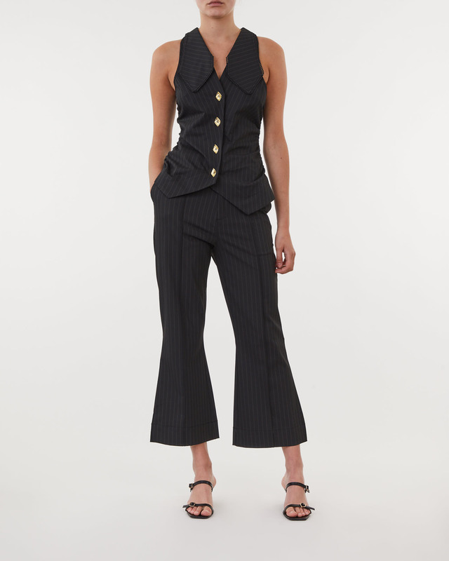 Ganni Trousers Stretch Bootcut High Waist Crop Svart 44