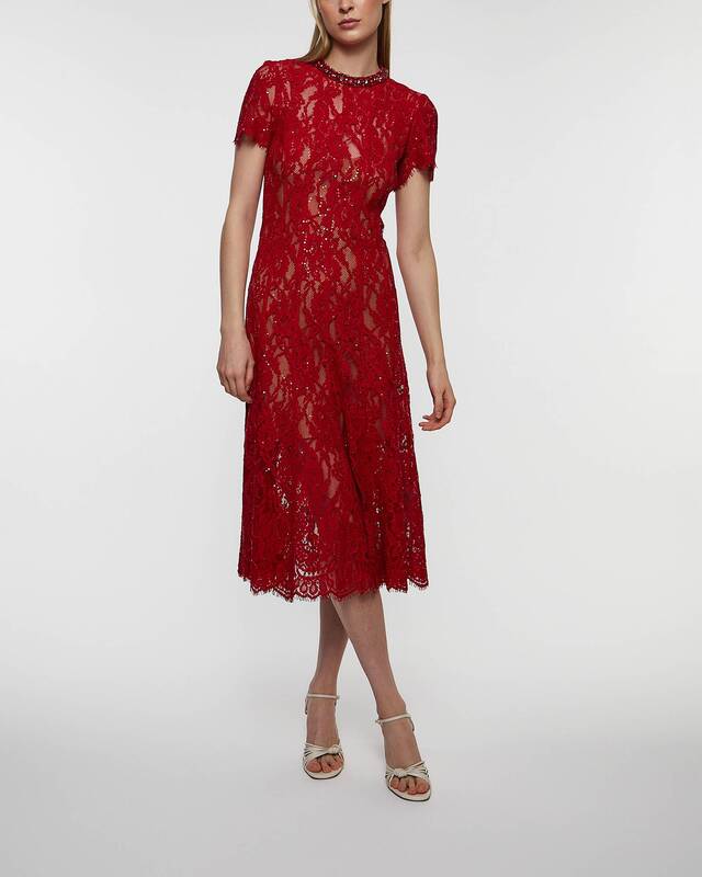 Self-Portrait Klänning Sequin Lace Midi Röd UK 14 (EUR 42)