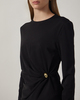 Malina Top Mailey Jersey Brooch Long Sleeve Black XS