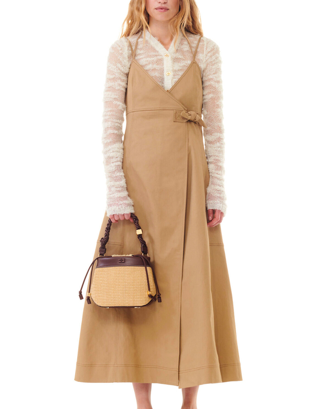 Ganni Bag Bou Bucket Raffia Beige/brun ONESIZE