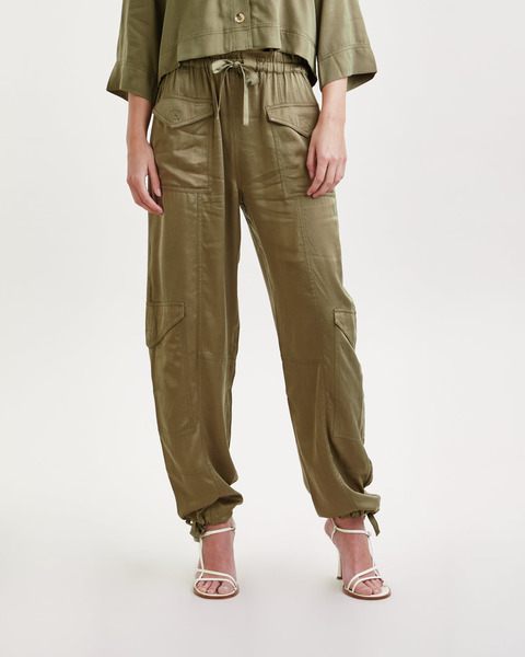 Byxor Washed Satin Grön 2