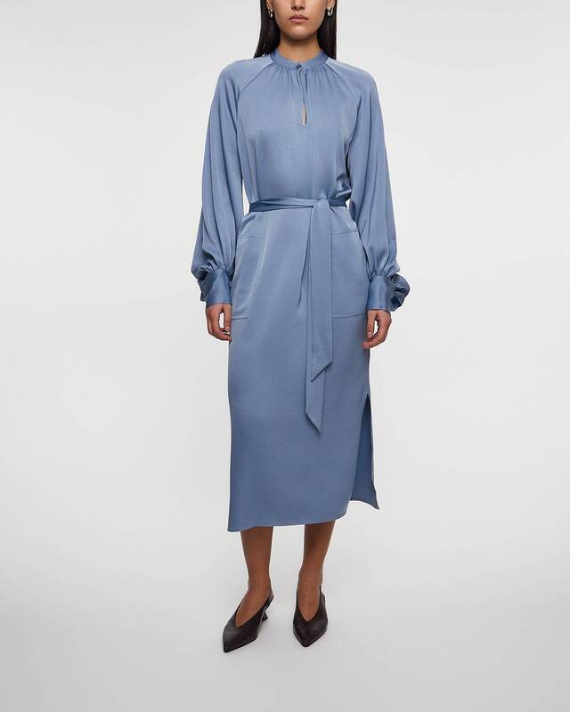 Filippa K Klänning Belted Long Sleeve  Blå 42