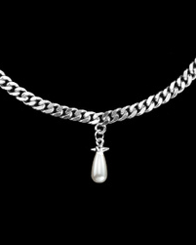 Maria Nilsdotter Halsband Chunky Chain Drop Pearl Silver ONESIZE