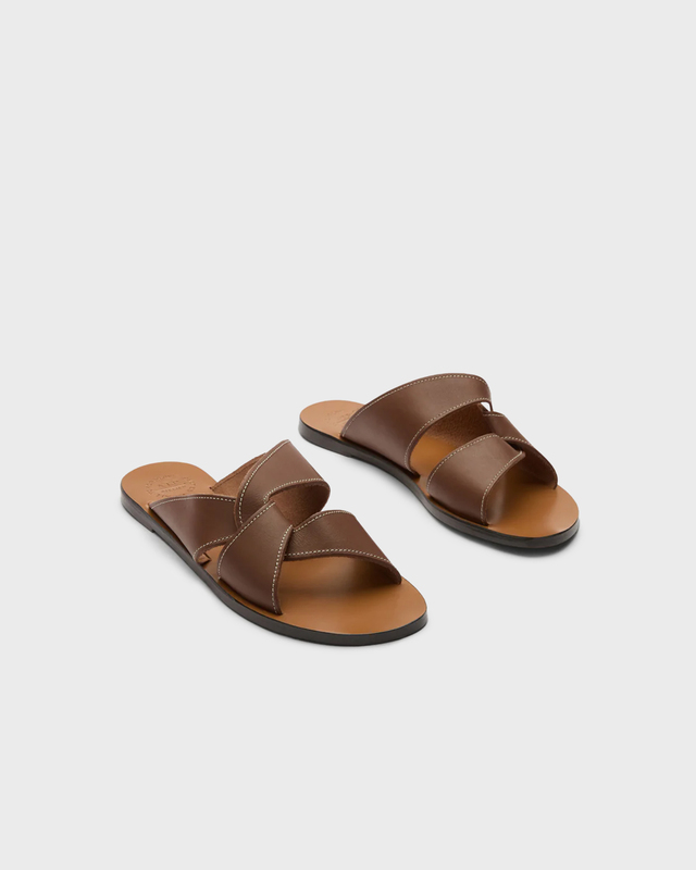 ATP Atelier Sandals Allai Cannella/Contrast Stitch Leather Brun EUR 39