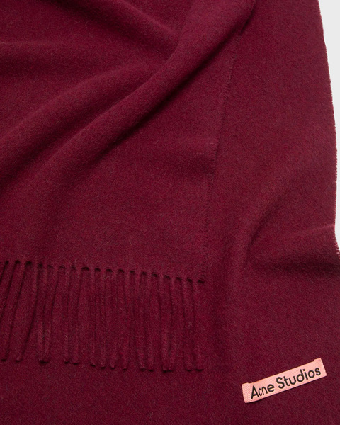 Fringe Wool Scarf  Burgundy  ONESIZE 2