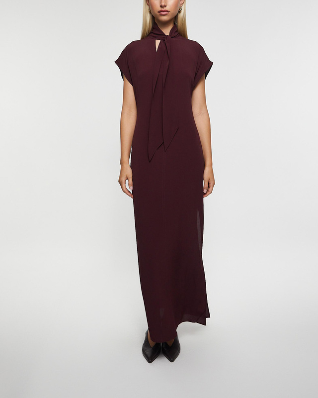 Filippa K Dress Long Tie-Neck Burgundy 36