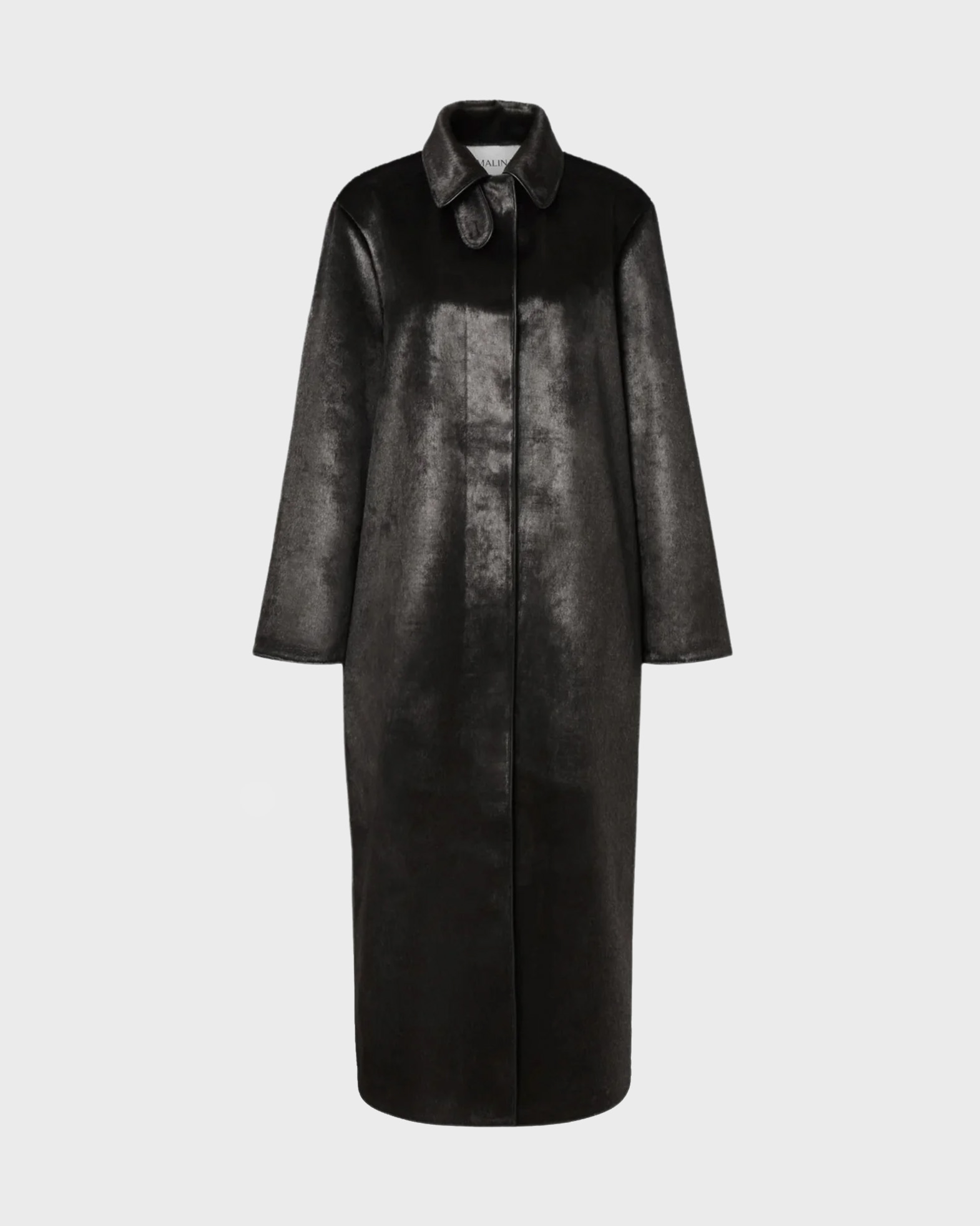 Malina Phoebe Faux Pony Hair Long Coat Svart In Black