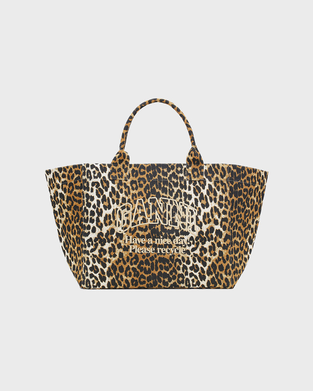 Ganni Tote bag Shopper XXL Pocket Print Leopard ONESIZE