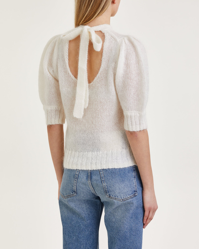 Ganni Top Mohair Open Back Vit XS